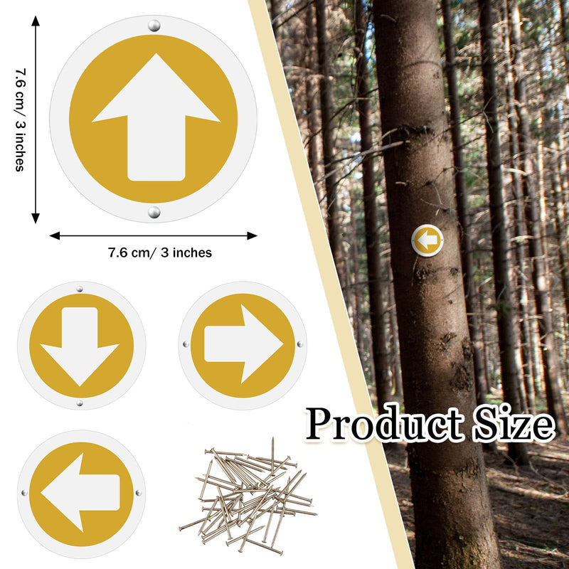 Amylove 24 Pieces Bright Reflective Trail Markers Round Bin Marker with Reflective Tacks Aluminum Signs Thumb Tacks for Hunting Hiking Camping and More Yellow