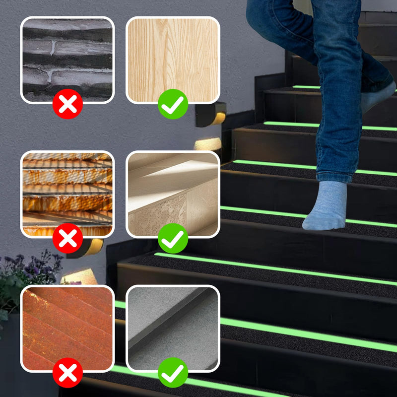 Huakaile Glow in The Dark Tape Anti Slip Grip Tape, 1.96" x 16.4Ft Luminous Reflective Tape, Waterproof Non Skid Traction Tape Strips for Outdoors Steps Indoor Stairs Treads Ladder Floor