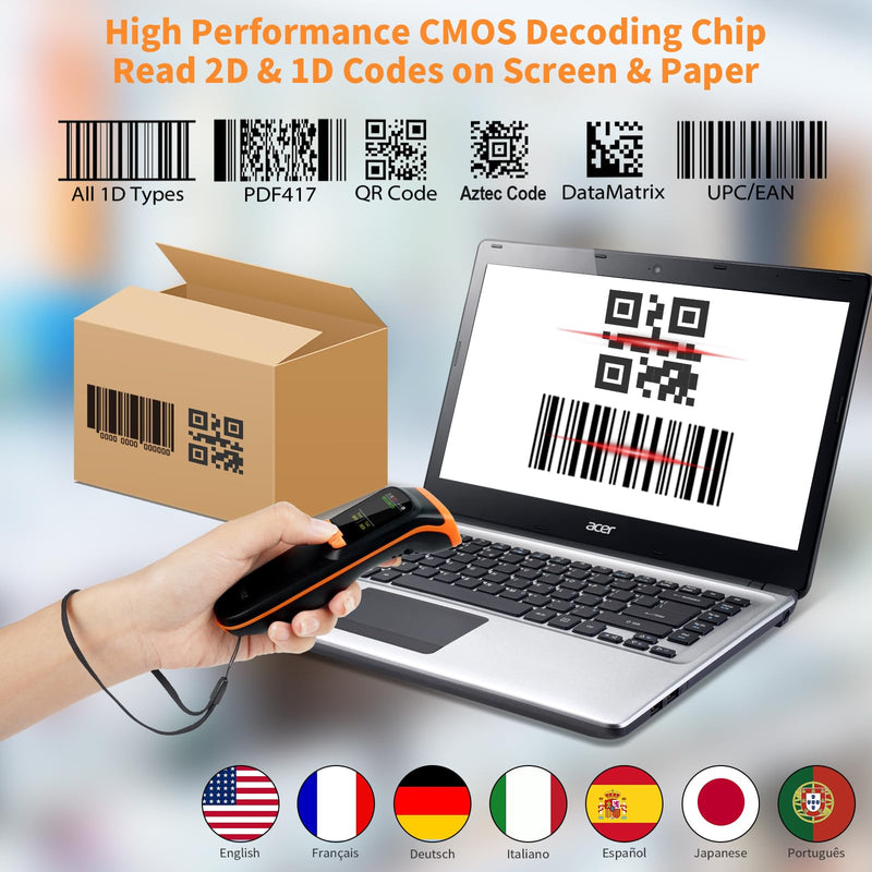 [Australia - AusPower] - OBZ Mini 2D Bluetooth Barcode Scanner with LCD Screen Display, 3-in-1 Bluetooth & USB Wired & 2.4G Wireless Bar Code Scanner Portable QR Code Scanner for Tablet iPhone MacOS Android iOS Windows PC POS M82-NEW 