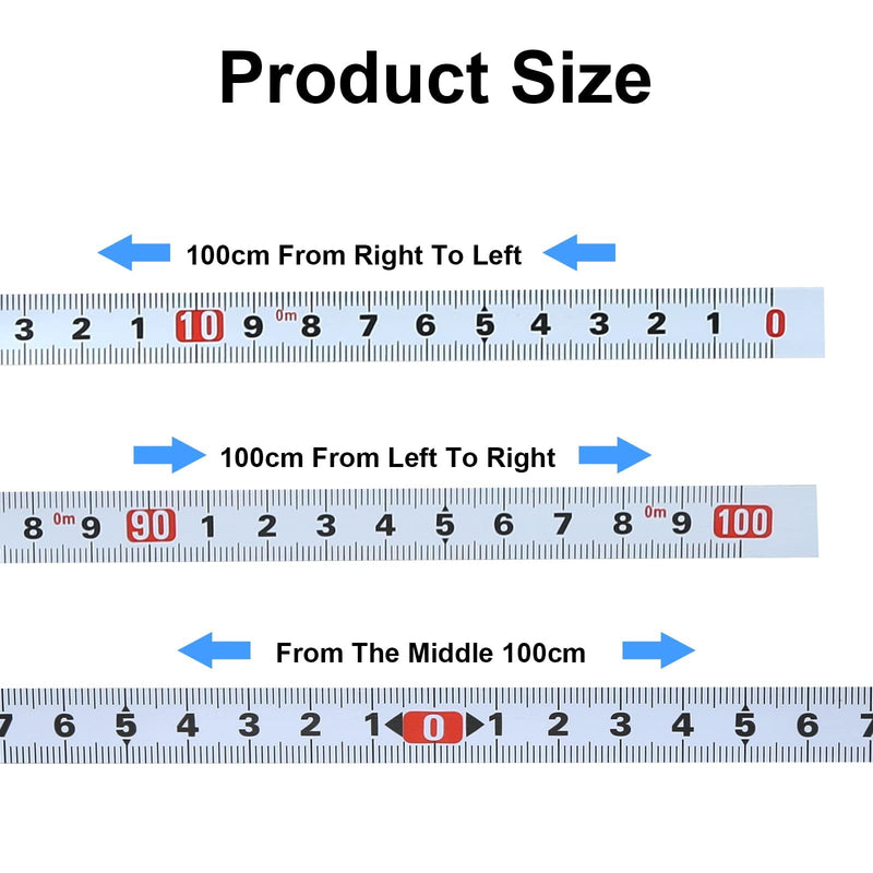 Pack of 4 Self-Adhesive Tape Measure 1 m Metric 3 Specifications for Sticking, 2 x Left to Right, 1 x Right to Left, 1 x Middle to Left to Right 4 rolls - 3 specifications - 1m
