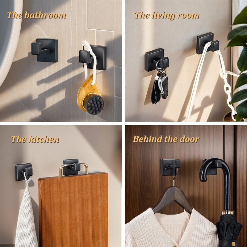5 Pieces Bathroom Hardware Accessories Set 16 Inch Wall Mounted Towel Bar Set Matte Black Towel Rack Rings Stainless Steel Toilet Paper Holder Bath Coat Hooks 5 Pcs - 16 Inch