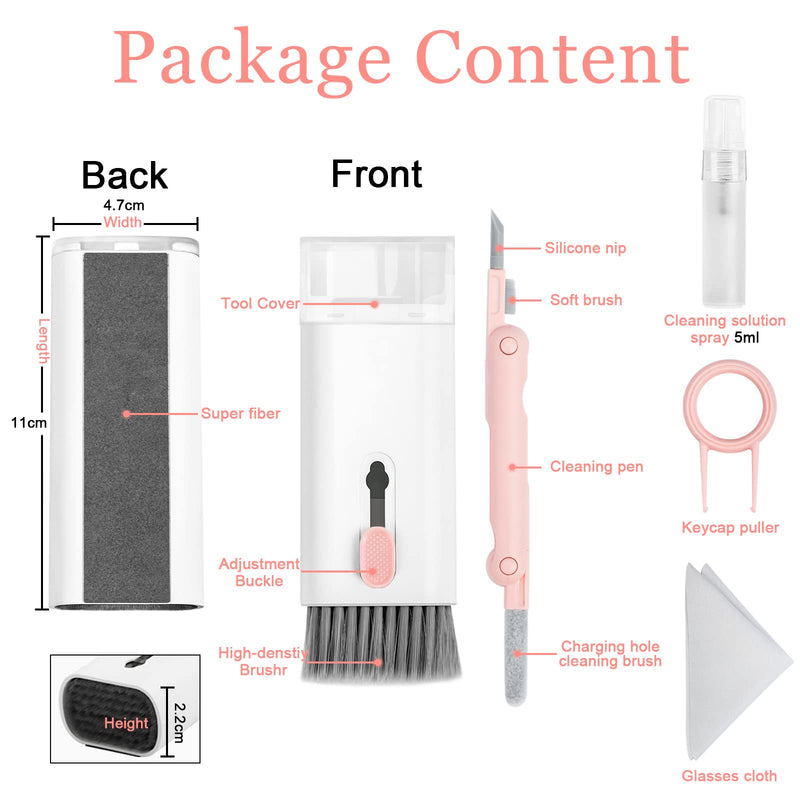 [Australia - AusPower] - walrfid Laptop Keyboard Earbud Screen Cleaner Sprayer Kit for Airpods Pro MacBook iPad iPhone iPod, Electronics Airpod Cleaning Pen Brush Tool for PC TV Phone Computer Screens Cleaners Spray Pink 