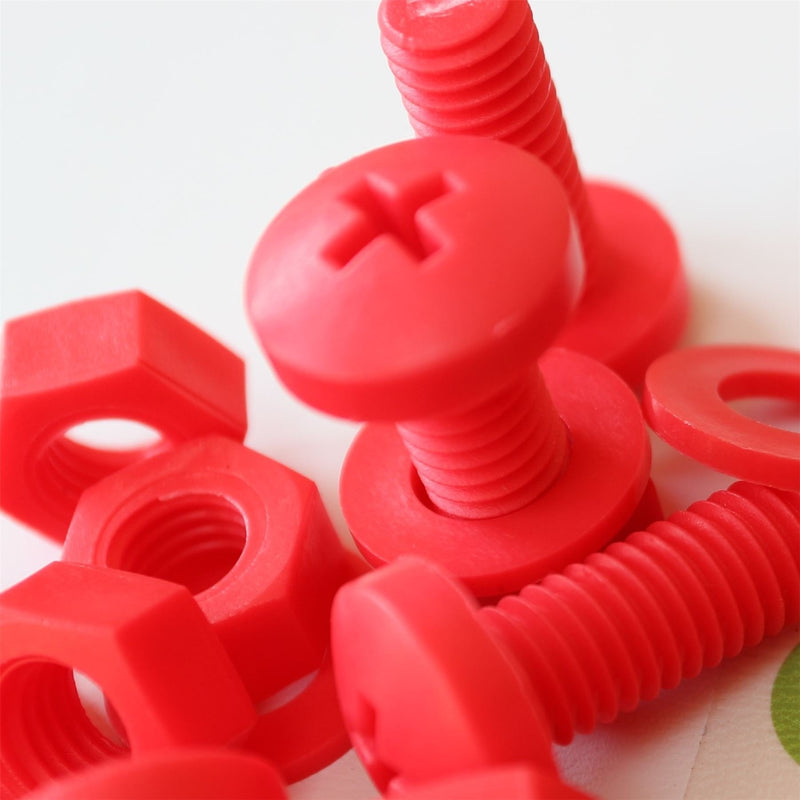 [Australia - AusPower] - 20 x Red Pan Head Screws Polypropylene (PP) Plastic Nuts and Bolts, M8 x 20mm, Washers, 5/16 x 25/32 