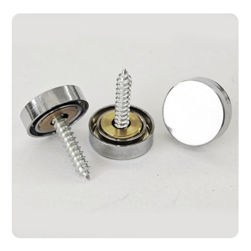 [Australia - AusPower] - 12PCS 3/5" Mirror Screws Decorative Cover Caps, Sign Advertising Screws, Mirror Screw Fasteners Nails, Chrome 