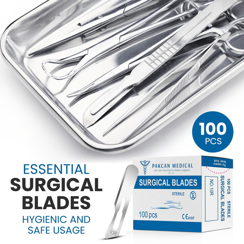 [Australia - AusPower] - 10R Dermaplaning Professional Kit Includes:10R Dermaplaning Scalpel Blades (100 Pack), Scalpel Handle No. 3, Scalpel Blade Remover, Hemostat Forceps 
