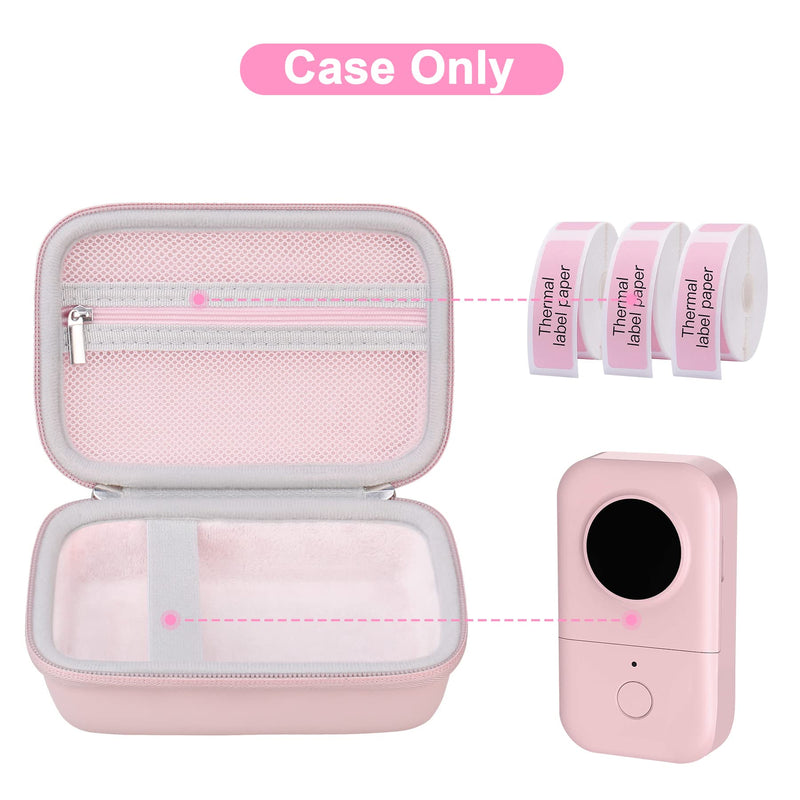 [Australia - AusPower] - Canboc Label Maker Case for Phomemo D30/ Phomemo D35/Memoking D30 Label Maker, Portable Thermal Bluetooth Label Printer Storage Bag, Mesh Bag fit Label Paper Cable, Pink Pink+Pink 