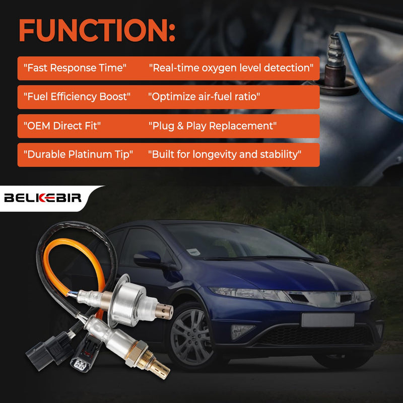 2Pcs Oxygen Sensor Upstream Downstream O2 Sensor Compatible with 2007-2011 Honda Civic DX EX LX 1.8L L4 Replace 234-9124, 234-4350, 36531-RNA-J01, 36532-RNA-A01 2007-2011 Civic 1.8L