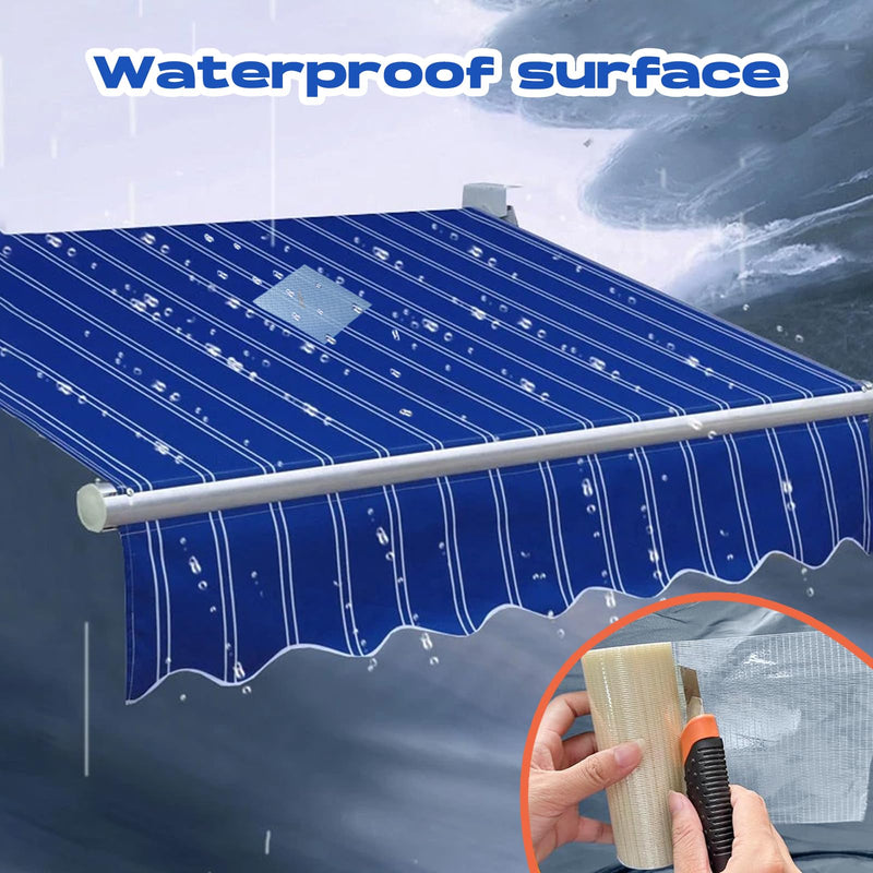 5 in x 39FT RV Awning Repair Tape Kit – Heavy Duty Waterproof Tear Repair Patch for Tarp, Canvas, Tent, Fabric, Canopy, Boat Covers, Sail – Clear Reinforced Fiberglass Repair Tape 5IN×39FT