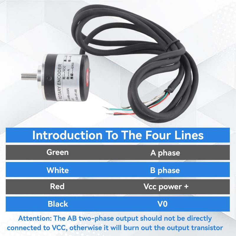 [Australia - AusPower] - Rotary Encoder, 600P Incremental Rotary Encoder 5-24v Wide Voltage Power Supply 6mm Shaft Optical Ab 2 Phase for Measuring Rotational Rate 