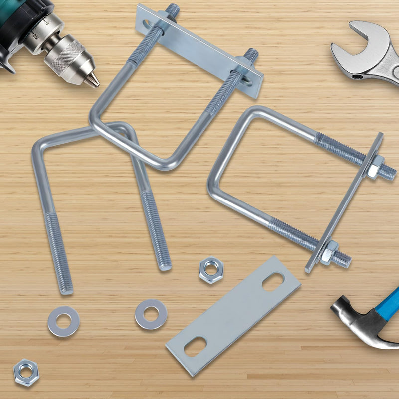 [Australia - AusPower] - 4 Sets M8 Square U Bolts, U Bolts 25mm (1") Width 90mm (3.54") Length, Zinc Plated Carbon Steel U Bolt with Nuts, Plate and Washers (25 x 90mm) M8 x 25 x 90mm 