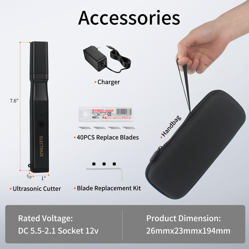 Handheld Ultrasonic Cutter RIMOVANS,Patented Non-Slip Grip,40 Replacement Blades,30W 40KHz High-Precision Ultrasonic Cutting Knife for Plastic, Resin, Carbon Fiber,3D Print Models & More