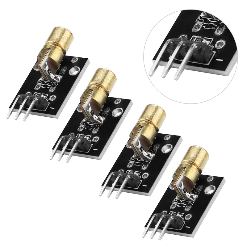 [Australia - AusPower] - 4 Pcs 3 Pin 650nm Red Laser Transmitter Module Dot Diode Copper Head Sensor Module for Laser Sensor Projects 