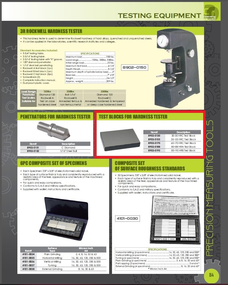 HHIP 8902-0155 35-55 HRC Rockwell Standard Test Block 35-55 HRC Test Block