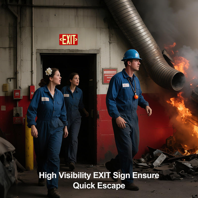 Photoluminescent Aluminum Exit Sign Red Glow in The Dark, 12x7 In Self-Adhesive Backing Emergency Exit Sign Sticker with Removable Arrows, Non-Electrical for 50 Feet Visibility (1 Pack) 1 Pack