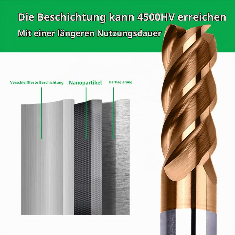 Carbide End Mill 8 mm, 4 Teeth / 4 Cutting Edge CNC Milling Cutter, HRC 55, TiSiN Golden Coating, Solid Carbide Cutter CNC 8 mm for Steel Metal Wood Acrylic Plastic (8 mm) 8mm-1 Stücke