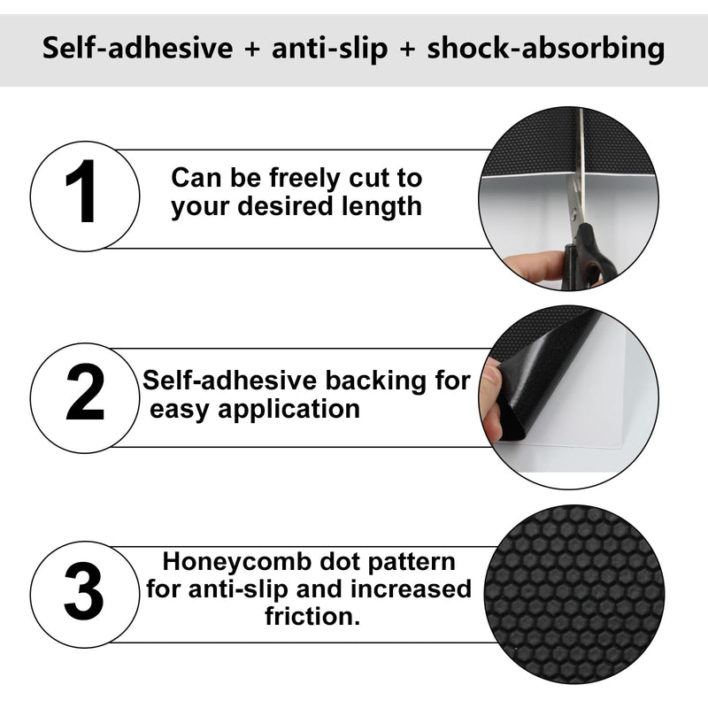 ONTWIE Rubber Grip Tape, 4Pcs Strong Cuttable Rubber Grip Tape, Adhesive Non-Slip Tape for Handles and Contact Surfaces (Black,7.09 x 7.87 in), Heat Resistant