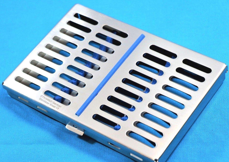 [Australia - AusPower] - GERMAN STAINLESS DENTAL INSTRUMENTS AUTOCLAVE STERILIZATION CASSETTE 7.25" X 5" X 0.75" TRAY RACKS BOX for 10 INSTRUMENTS 