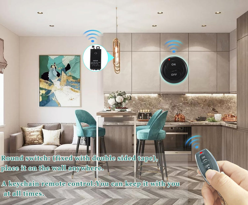 12 V Radio Switch, Wireless Light Switch, DC 5 V/12 V/24 V/48/10 A Mini Relay, Wireless Light Switch, Remote Control, 328 ft Long Distance, for Ceiling Lights, Lamps 5V-48V/10A mini Relais-328FT