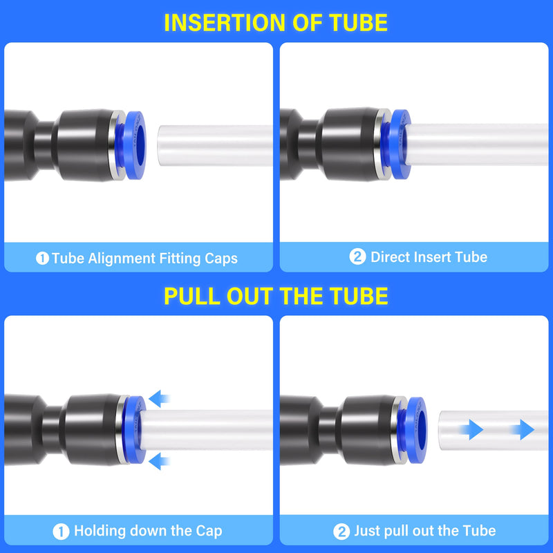 [Australia - AusPower] - TAILONZ PNEUMATIC 50 pcs Straight Push Connectors Plastic Quick Release Connectors Air Line Fittings for 5/32 1/4 5/16 3/8 1/2Tube (2 Way) 5/32"/1/4"/5/16"/3/8"/1/2"OD 