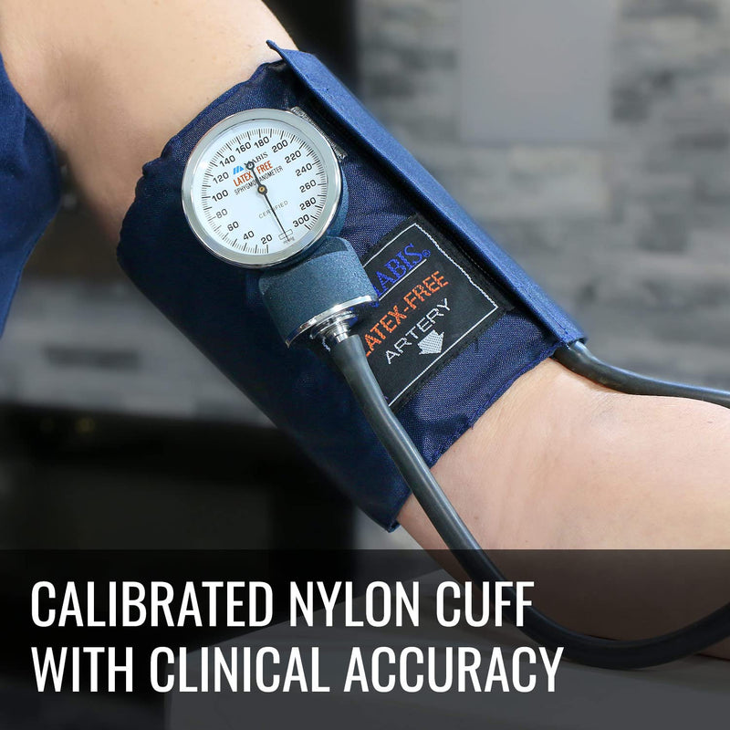 [Australia - AusPower] - MABIS Precision Series Aneroid Sphygmomanometer Manual Blood Pressure Set with Calibrated, Nylon Cuff and Carrying Case, FSA HSA Eligible, Adult Large, Latex Free 