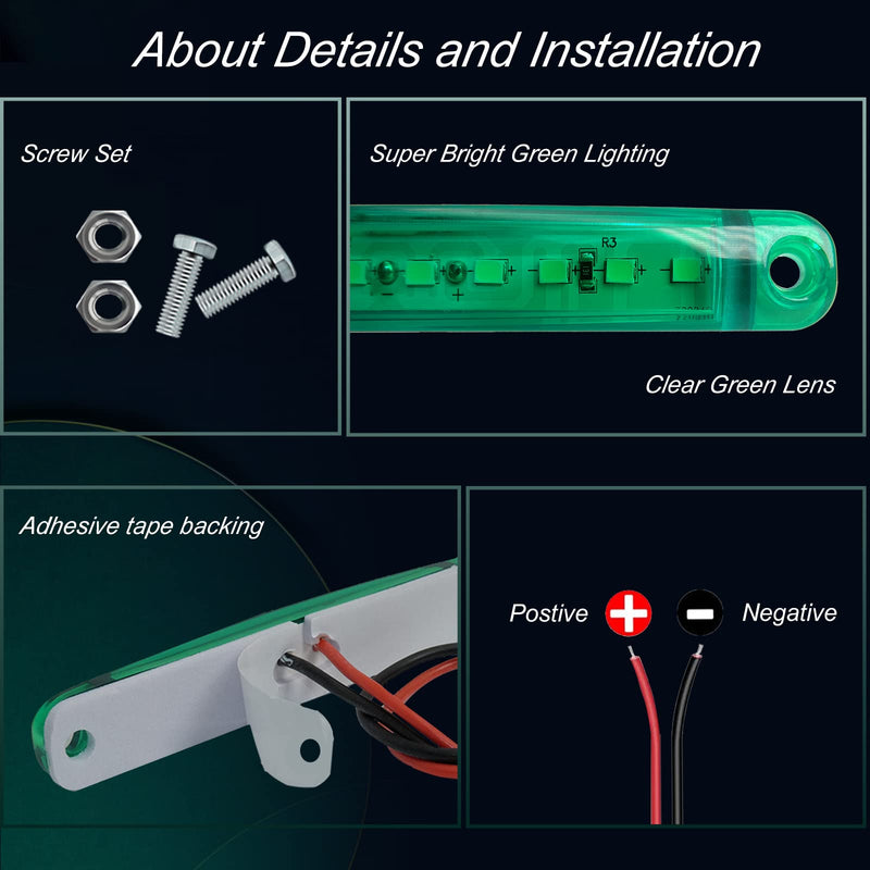 8Pcs Boat Navigation Lights, Stern Lights for Boats, Marine Led Lights for Boat Light Bow and Stern, LED Safety Lamps for Yacht Fishing Pontoon Boat Sailboat Kayak Bass Boat Vessel(Red & Green) 4X Red & 4X Green