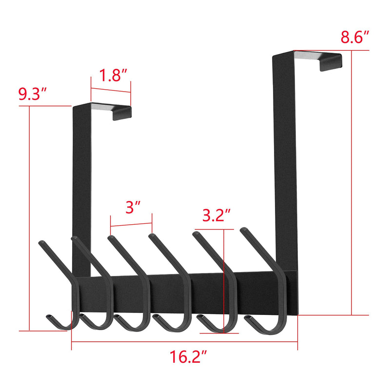 [Australia - AusPower] - DOKU Over The Door Hook, Stainless Steel Heavy Duty Over Door Hanger Holder for Coat Robe Hat Clothe Towels Hanging, Bathroom Organizer Towel Rack 12 Hooks, Matte Black 