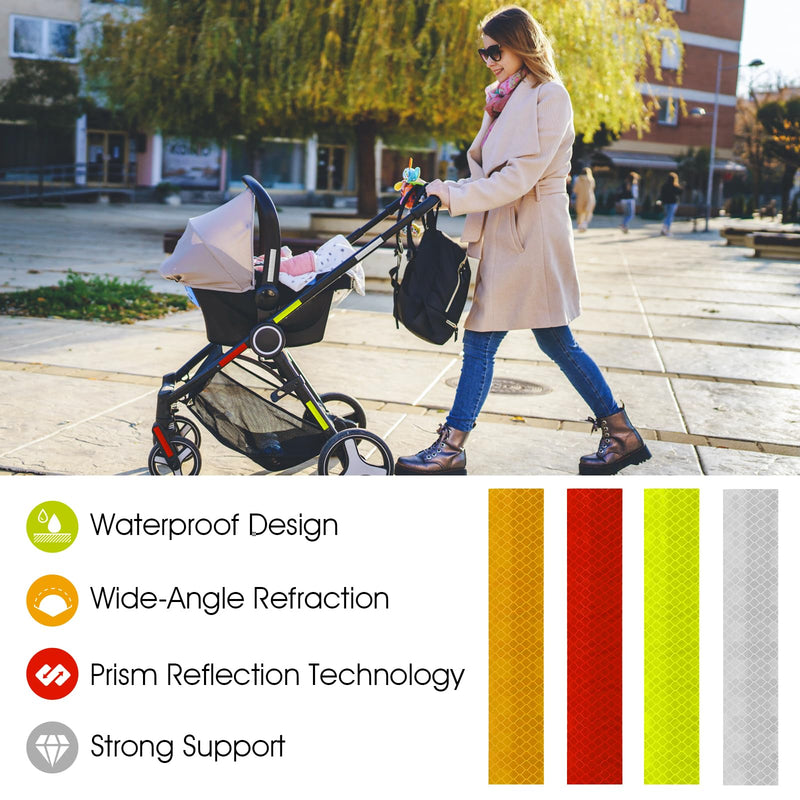 20 Pcs Highly Visible Reflective Safety Tape - Waterproof Self-Adhesive Warning Strips for Cars Trucks Trailers and Bikes (20, Type B) 20