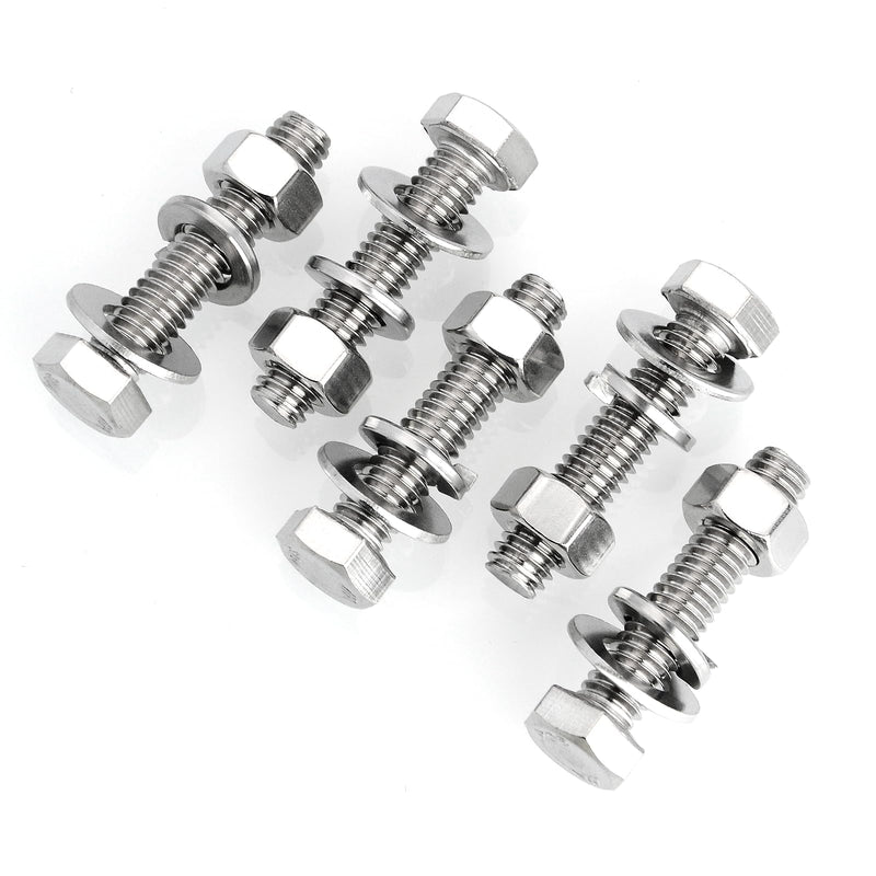 Mywish (20 Sets) 5/16-18x1-1/2 Hex Head Stainless Steel Bolts and Nuts with Flat & Lock Washers, 304 Stainless Steel 18-8, Fully Threaded, 5/16 Bolt 5/16-18 x 1-1/2 (20 set)