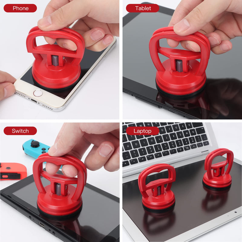 [Australia - AusPower] - STREBITO Suction Cups Heavy-Duty 2 Pieces Screen Suction Cups Tool for iMac, iPhone, MacBook, iPad, TV, Phone, Laptop, Computer, Tablet, LCD Screen Remover, Small Dent Puller Red 