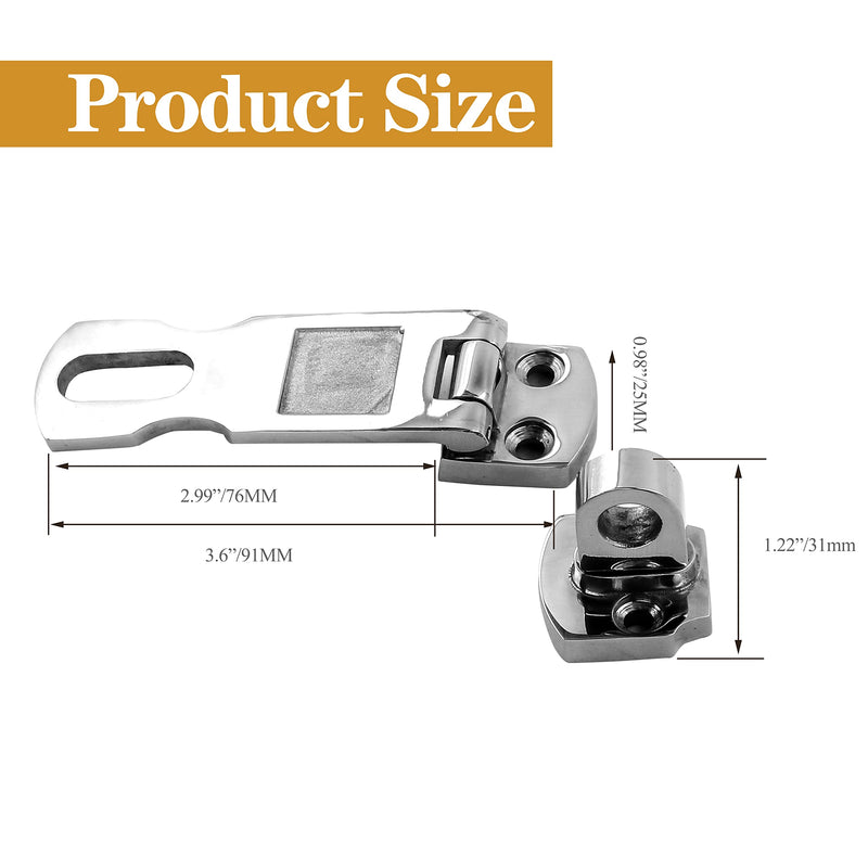 [Australia - AusPower] - 1 Pcs 3 Inch Marine Grade Door Hasp, 316 Stainless Steel Swivel Safety Hasp, Heavy Duty Door Hasp with Turning Padlock Eye Mount 1 