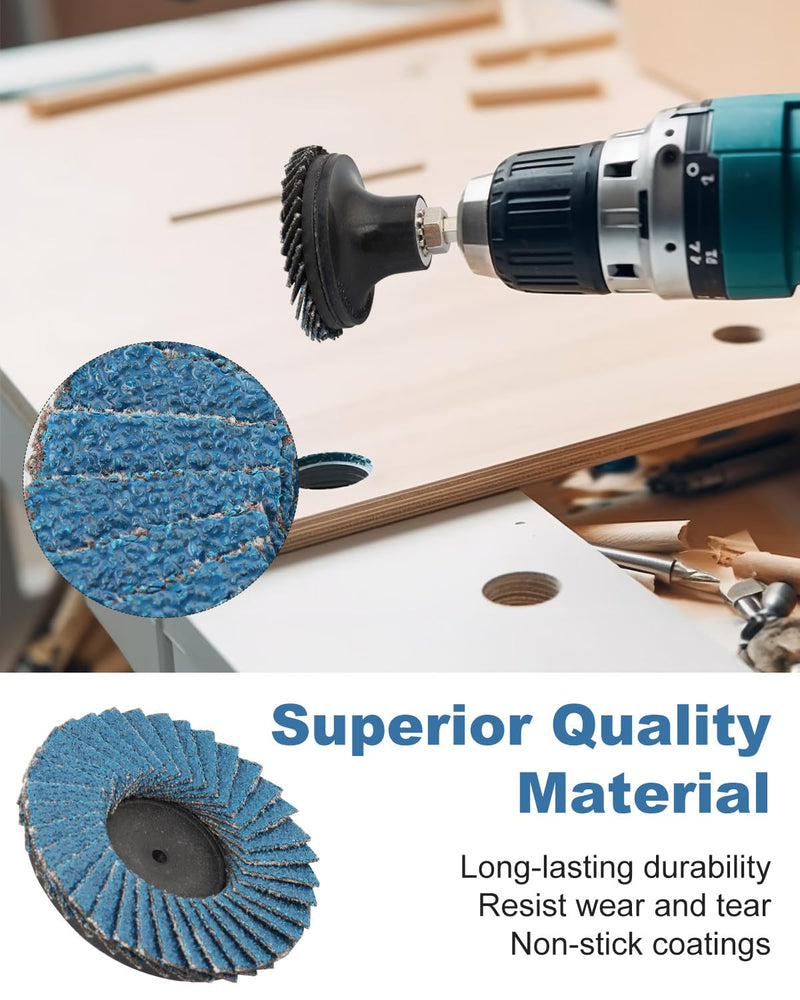 60 Pcs Die Grinder Sanding Disc, 2 Inch Flap Disc Set with 1/4 Inch Holder, Flat Flap Discs Sanding Wheel 40 60 80 120Grit for Angle Grinder Rust Removal 60 Pcs