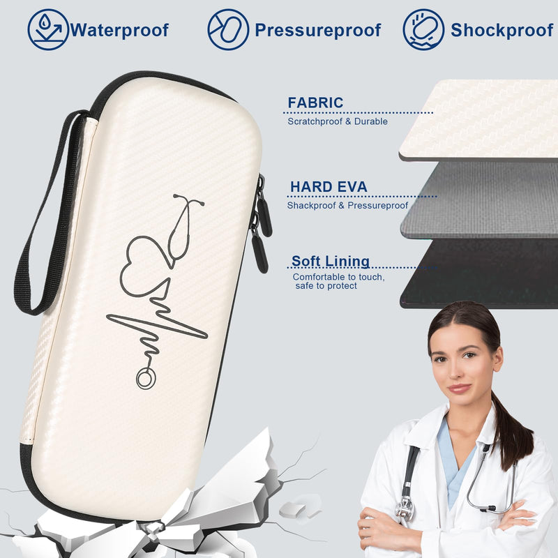 [Australia - AusPower] - 11 pcs Stethoscope Case Kits,Stethoscope Carrying Case for 3M Littmann Classic III,Stethoscope Holder with Pocket for Nurse Accessories for Work,Include Penlight, Bandage Wrapsv White With Accessories-White kit 