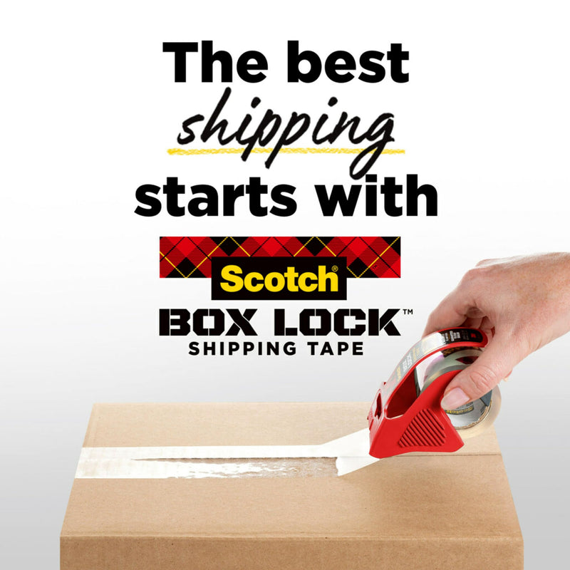 Scotch Box Lock Packing Tape, Clear, Extreme Grip Moving Tape, 1.88 in x 1000 in, 1 roll, dispenser included Pack of 1