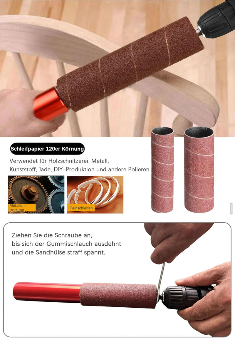 Handheld Rubber Grinding Drum, 1.5 Drill Grinding Mandrel Spindle Grinder Adapter for Drills and Drills, 10 Pieces Spindle Grinder Sleeves Drive Spindle Sander