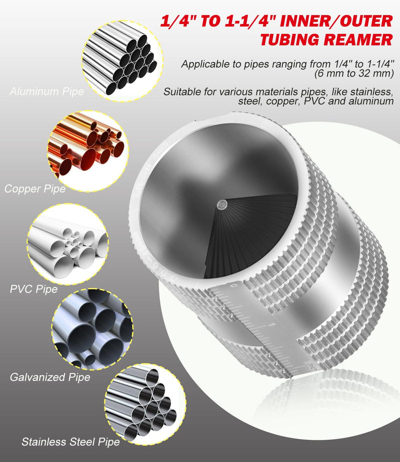 1/4" to 1-1/4" Inner/Outer Tubing Reamer Replace for 29983 Model 223S, Deburring Tool Use on Aluminum, Copper, Stainless Steel, Galvanize Tubing and Pipe