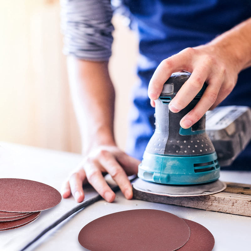 125 mm Sandpaper (40/80/120/240), 125 mm Sanding Discs for Random Orbital Sanders, 5 Inch Sanding Sheets for Wood Materials, Chipboard, Metal (Pack of 80, No Holes)