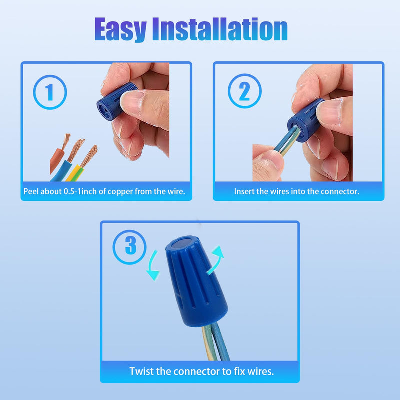 [Australia - AusPower] - 30PCS Waterproof Wire Electrical Connectors 22AWG-12AWG, Outdoor Seal Electrical Twist Nuts Caps Cable Terminal Connector for Landscape Light, Irrigation Valves, Wet Location Installation, Blue 
