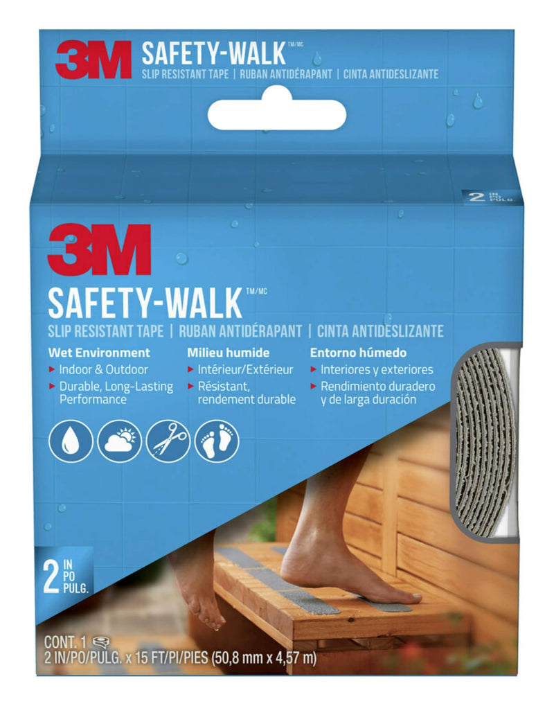 3M Safety-Walk Indoor/Outdoor Tread, Slip-Resistant Tape, 2-in by 180-in Roll, Grey 2 Inch