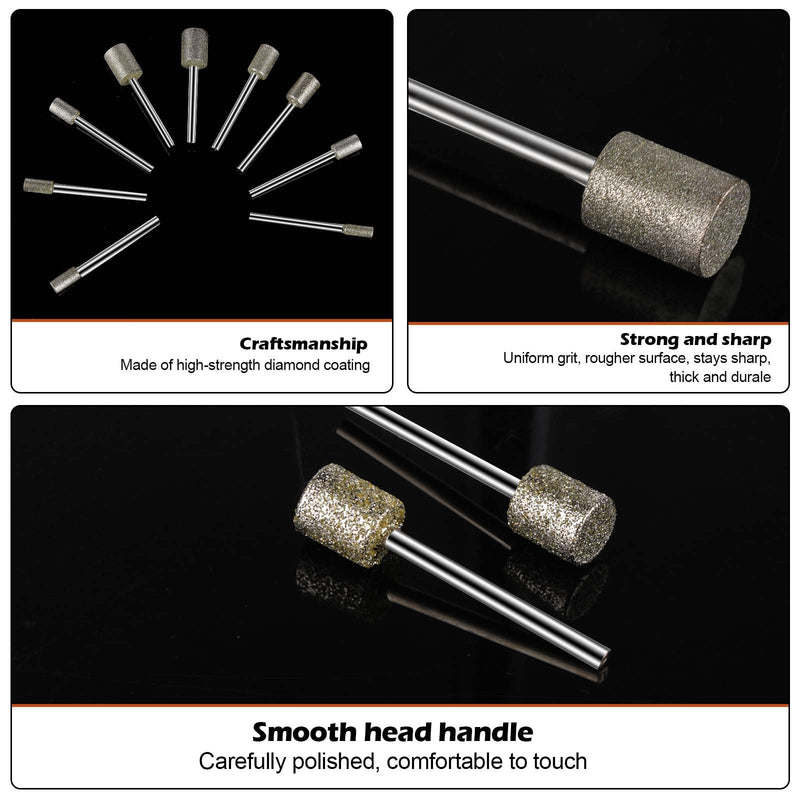 [Australia - AusPower] - 24-Piece Diamond Cutter Set, Compatible with Dremel Diamond Burr Grinding Pins with 3 mm Shank Fit for Stone Glass Ceramic Carving, Polishing, Grinding, Engraving 