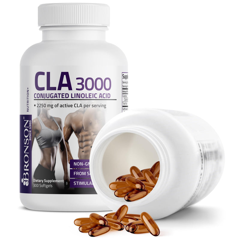 [Australia - AusPower] - Bronson CLA 3000 Extra High Potency Supports Healthy Weight Management Lean Muscle Mass Non-Stimulating Conjugated Linoleic Acid 300 Softgels 300 Count (Pack of 1) 