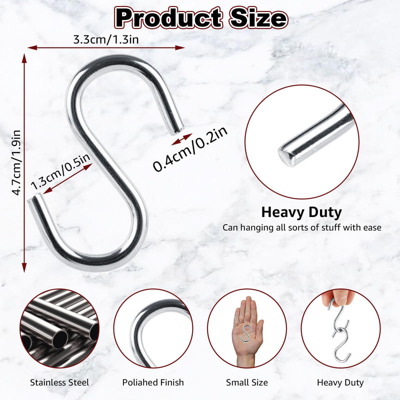 [Australia - AusPower] - LANIAKEA 50PCS Stainless Steel S Hooks - 2 in 304 Stainless Steel S Shaped Hook Hangers, Heavy Duty Thick S Hanging Hooks for Products or Items, Chain Hardware 