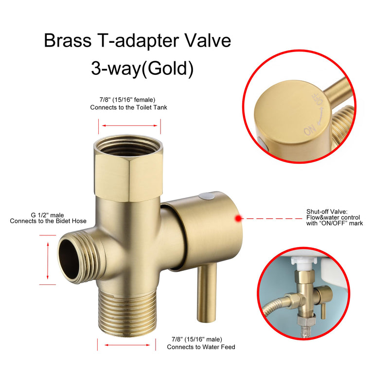 Brushed Gold Bidet Sprayer for Toilet, Stainless Steel Cloth Diaper | Jet and Soft Spray Modes, Handheld Spray, For Cloth Diaper Sprayer, For Bathing Pets, For Feminine Wash, Bidet Sprayer Single Brushed Gold