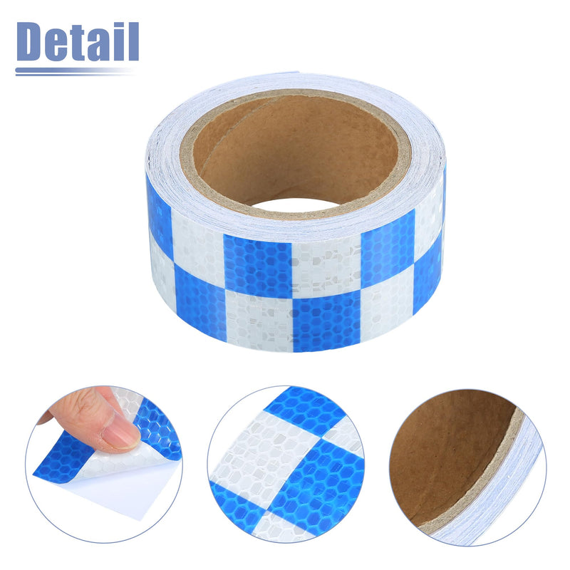ACROPIX 5cmx10m Blue and White Checkered Car Reflective Stickers Reflective Tape Safety Warning Reflective Protector