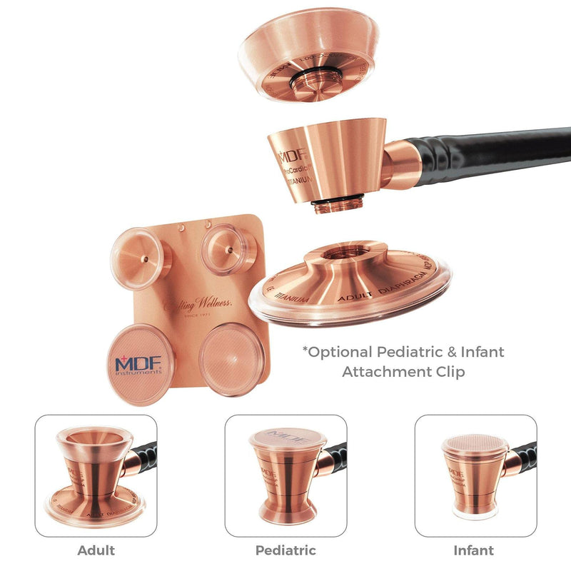 [Australia - AusPower] - MDF Instruments Pediatric and Neonatal Attachments with Clip - for MDF Instruments ProCardial Titanium Stethoscope - Rose Gold 