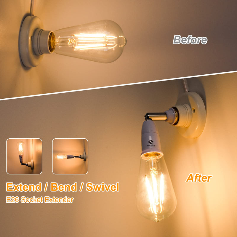[Australia - AusPower] - RONG&LAN E26/E27 Light Socket Extender?180 Degree Bendable, Extension Socket Extender Adapter, E26/E27 to E26/E27 Adjustable Extension, Flexible Medium Light Bulb Socket Converter (5.5inch 2-Pack) 5.5inch 2-Pack 
