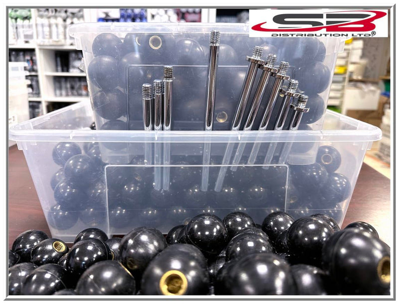 [Australia - AusPower] - SBDs Black Phenolic ABS Plastic Ball Knob Female | 3/8"- 16 Thread Pitch 15/16" depth 1-3/8" Diameter, 1-1/2" Height w/Brass coated metal Insert Heavy Duty 1.02 Oz 