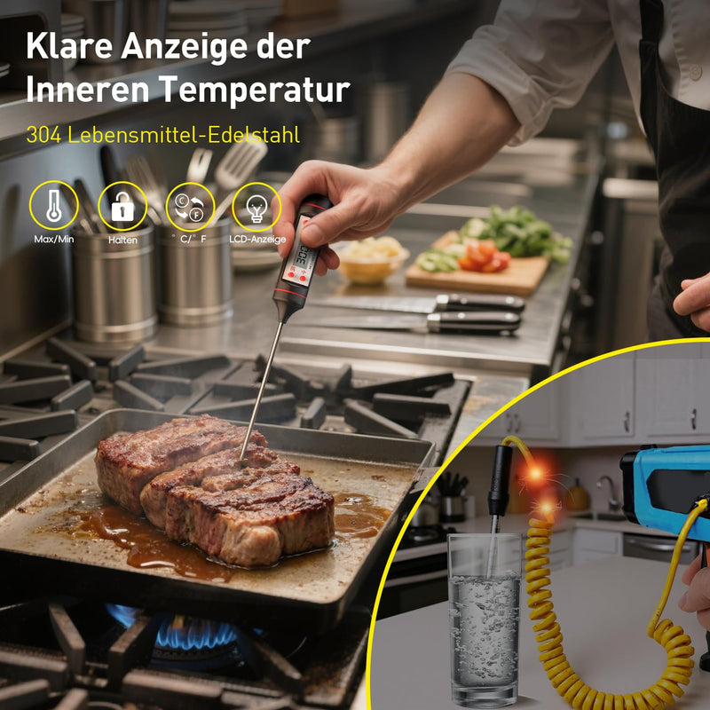 [Australia - AusPower] - Infrared Thermometer 600°C with 304 meat thermometer 