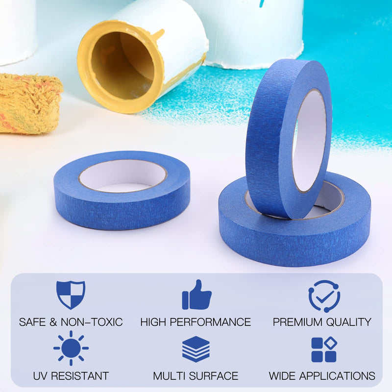 HTVRONT Blue Painters Tape - 1 Inch x 60 Yards x 3 Rolls Masking Tape, Multi-Surface Painters Tape, Paint Tape for Wall, Painting, Craft, Art Supplies, Clean Release Painter's Blue Tape Blue 1 inch x 3 packs