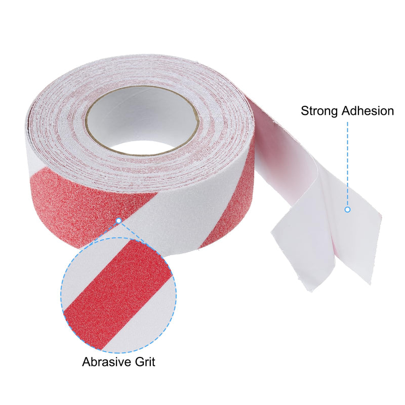 PATIKIL 2 Inch x 49 Ft Anti Slip Traction Tape, Non-Slip Grip Tape Non Skid Tread Safety Tape for Stairs Steps Scooter Deck, Red and White
