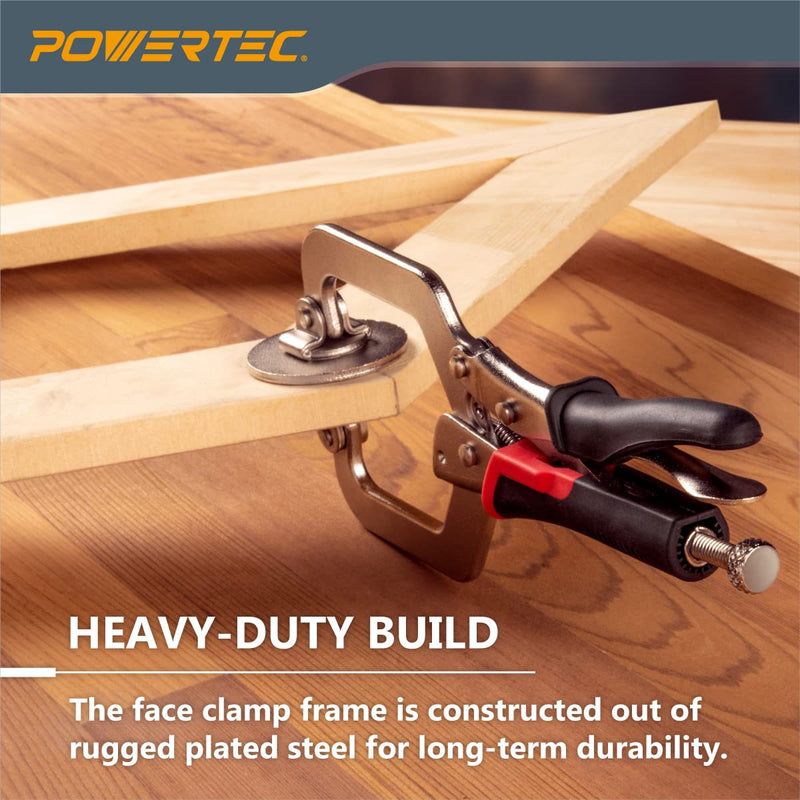 [Australia - AusPower] - POWERTEC 71641 2-Inch, Face Clamps, C-Clamp with Ergonomic Grip and Adjustable Swivel Pads for Woodworking, Pocket Hole Joinery - 2PK, Black Face clamp, 2PK 
